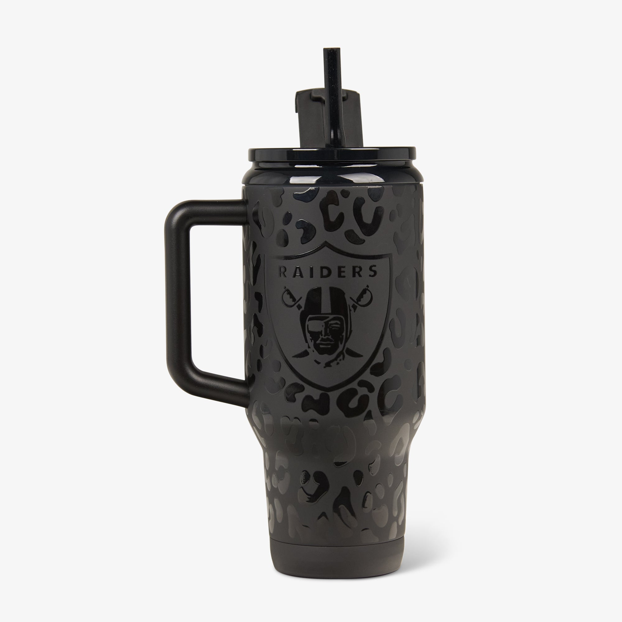 NFL 32 Oz Leopard Flip ‘n’ Sip Travel Mug L8 - Raiders - Product View