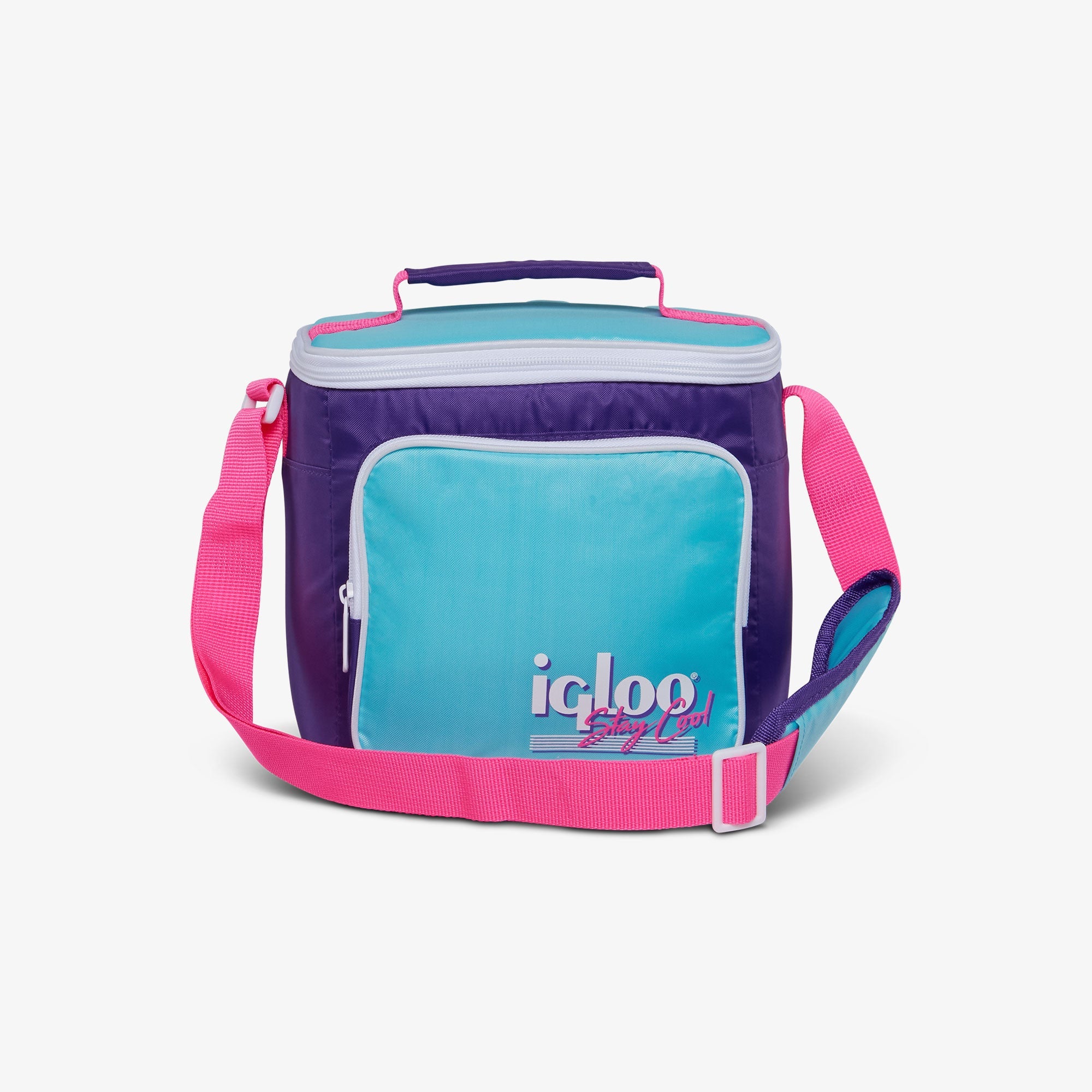 Retro Square Lunch Bag N6 - Purple - Front View