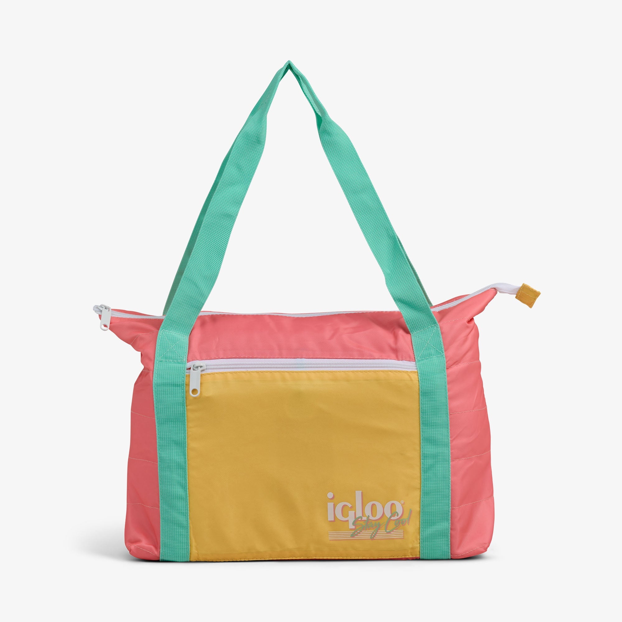 Retro Packable Puffer 20-Can Cooler Bag D4 - Flamingo - Front View