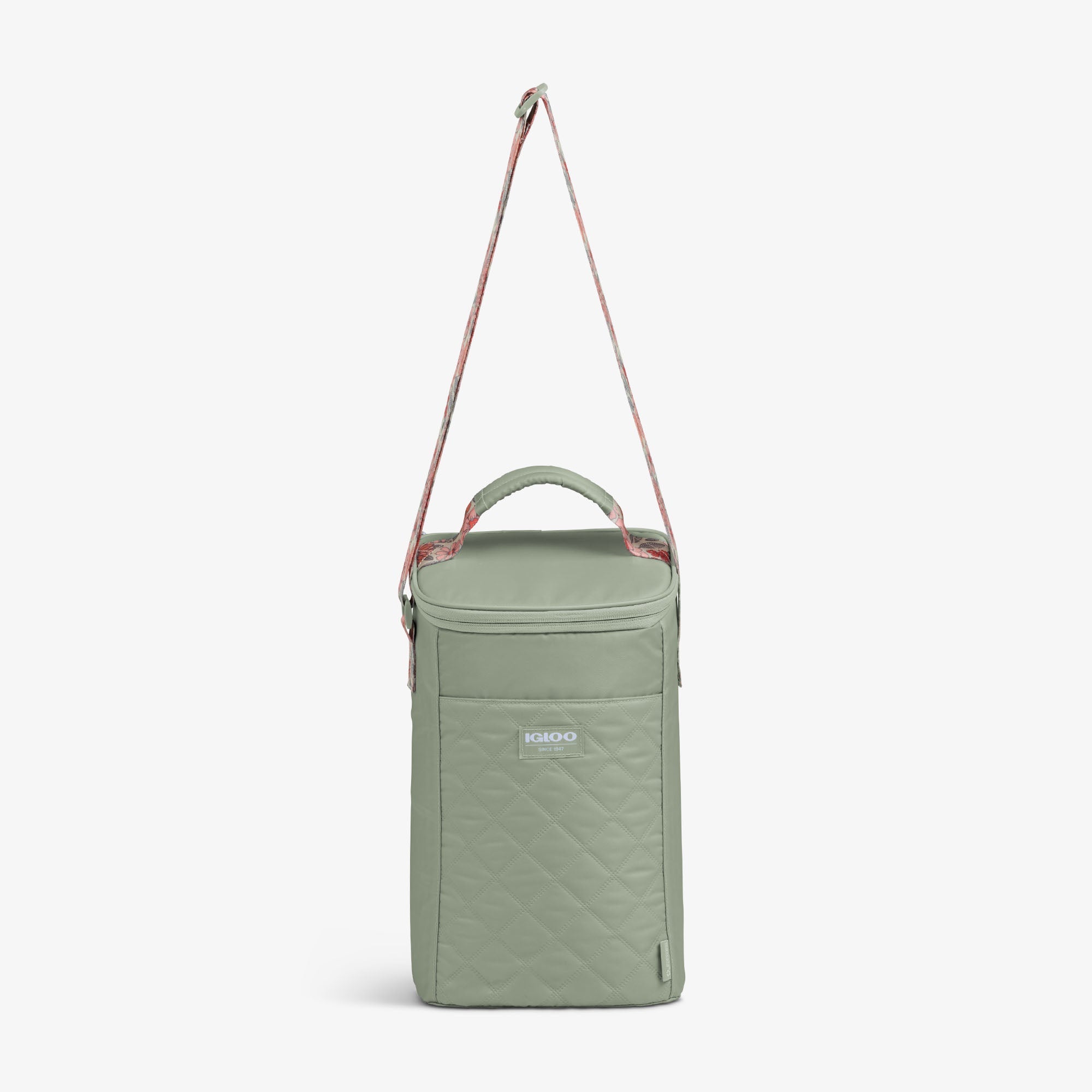 Floral MaxCold® DUO Vertical Crossbody Cooler Bag S2 - Sage - Strap View