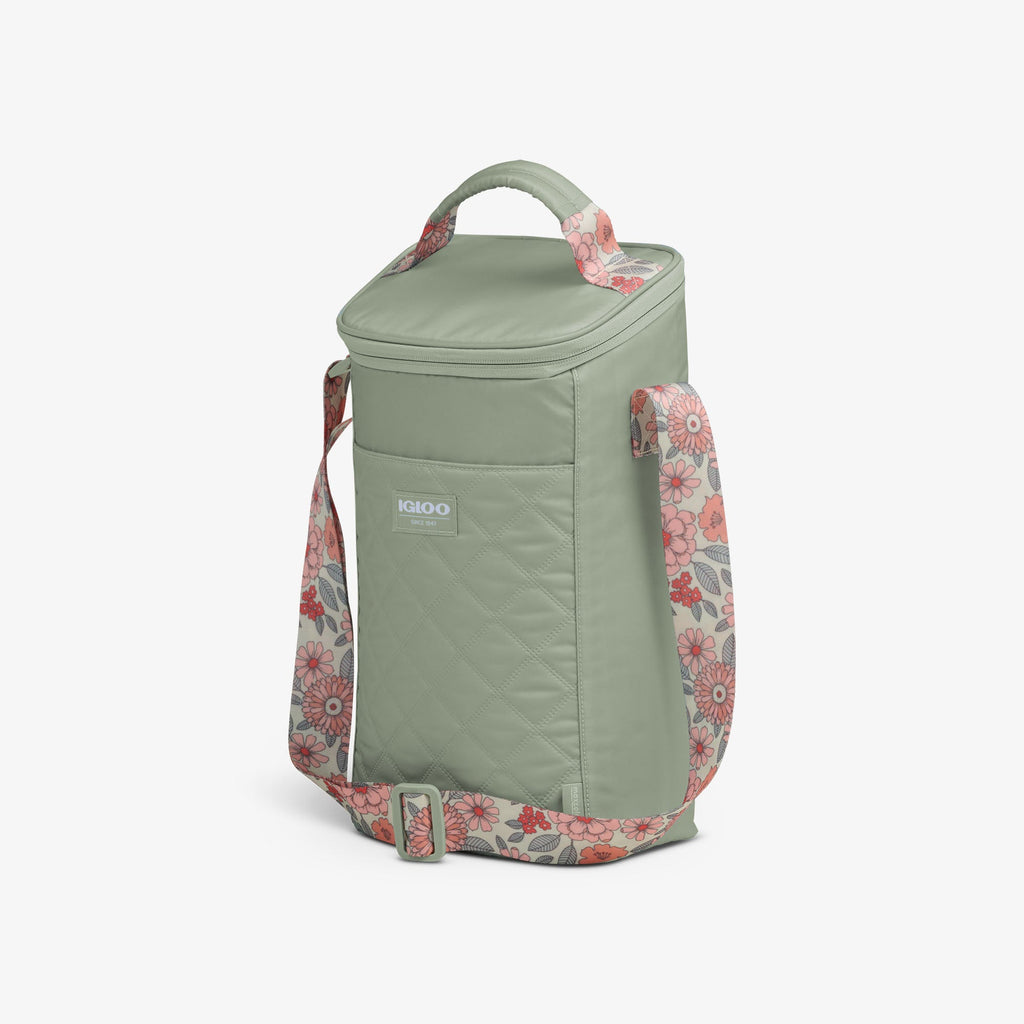 Floral MaxCold® DUO Vertical Crossbody Cooler Bag S2 - Sage - Product View