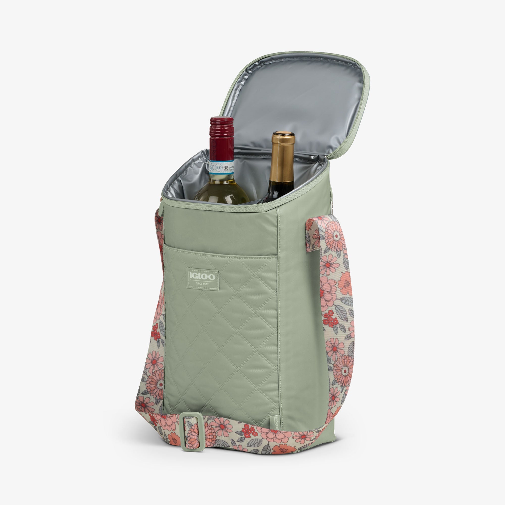 Floral MaxCold® DUO Vertical Crossbody Cooler Bag S2 - Sage - Product View
