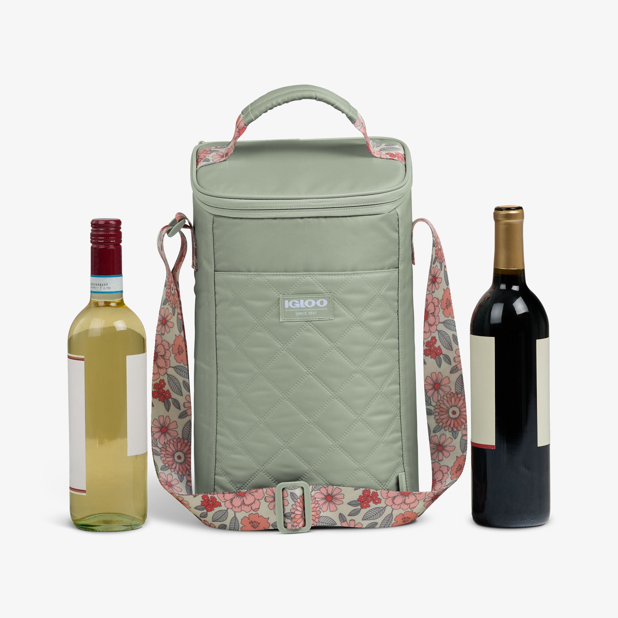 Floral MaxCold® DUO Vertical Crossbody Cooler Bag S2 - Sage - Product View