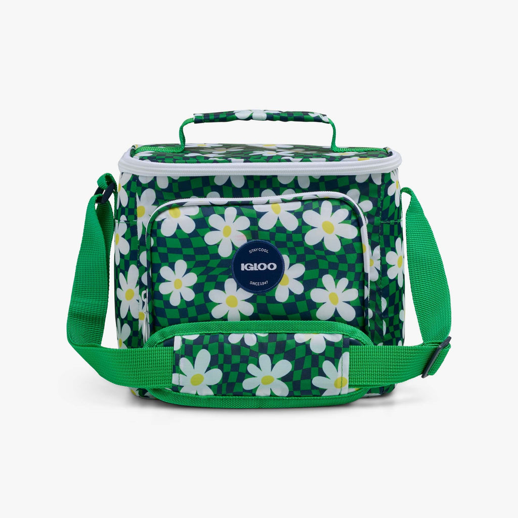 Retro Square Lunch Bag N6 - Psychedelic Daisy - Front View