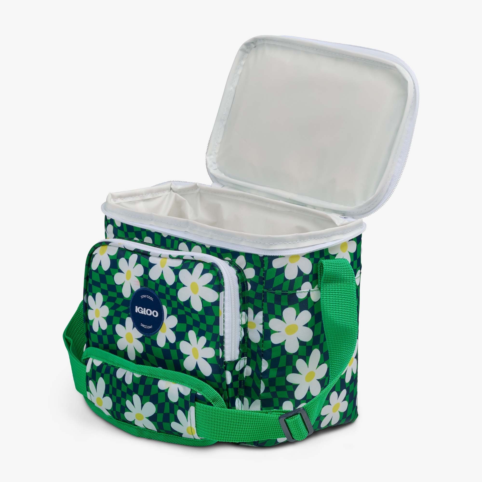 Retro Square Lunch Bag N6 - Psychedelic Daisy - Open View
