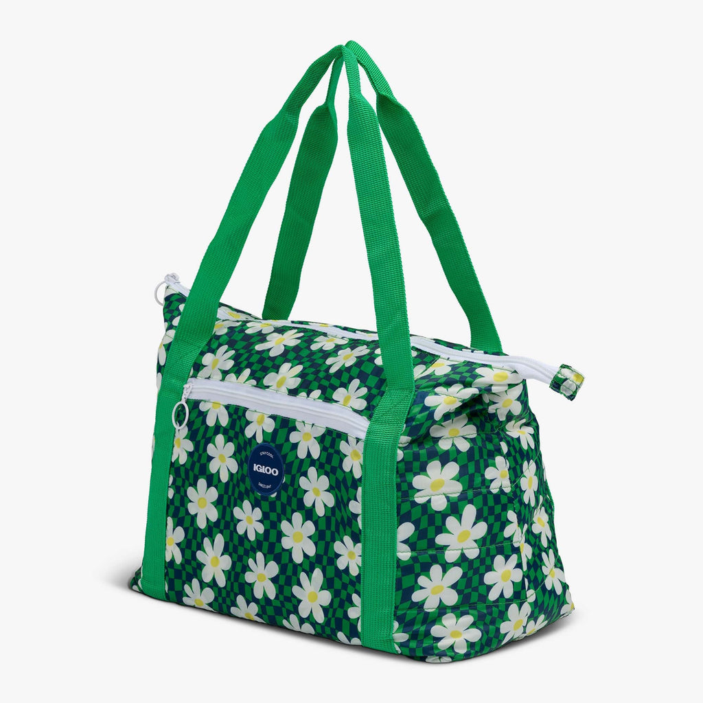 Retro Packable Puffer 20-Can Cooler Bag D4 - Psychedelic Daisy - Product View