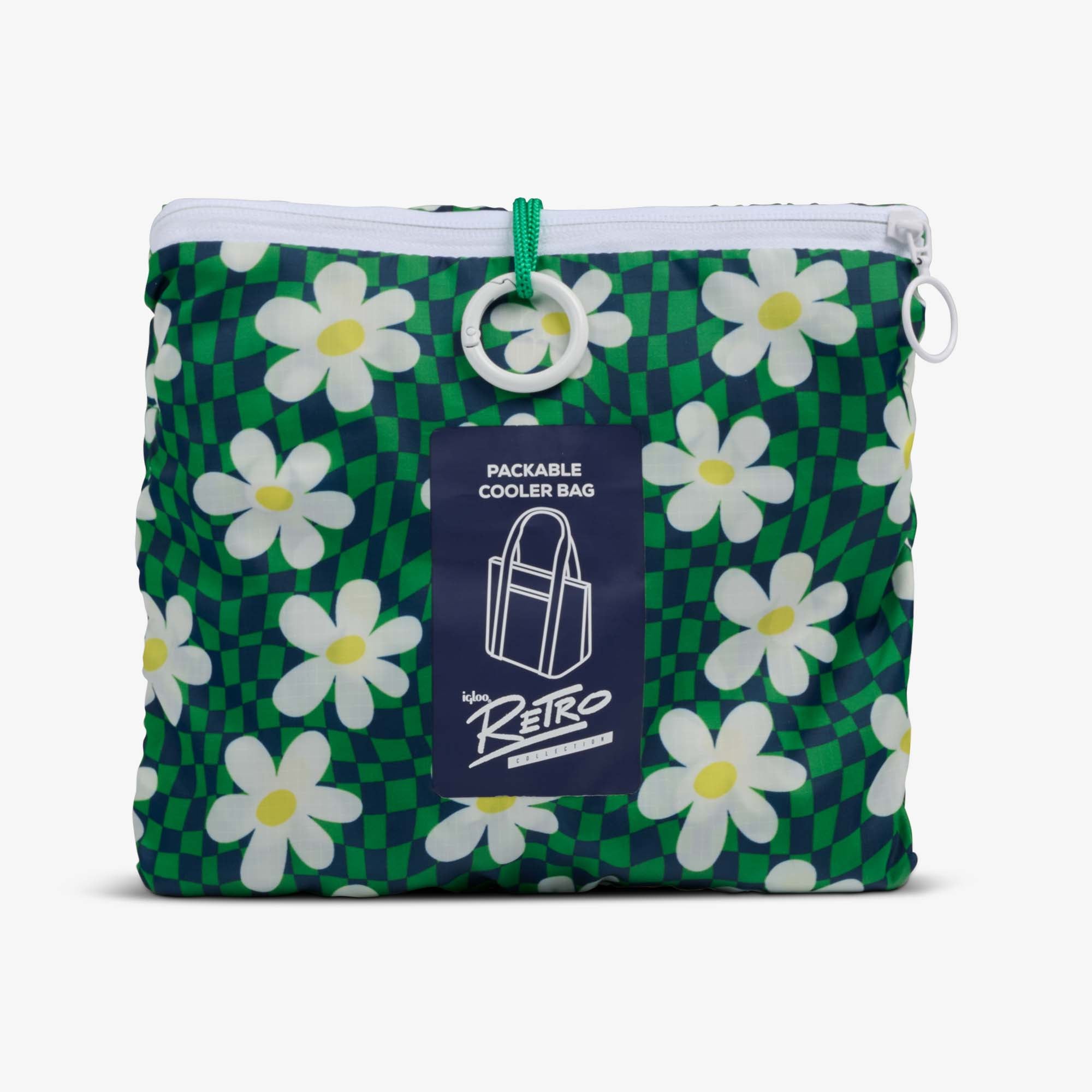 Retro Packable Puffer 20-Can Cooler Bag D4 - Psychedelic Daisy - Product View