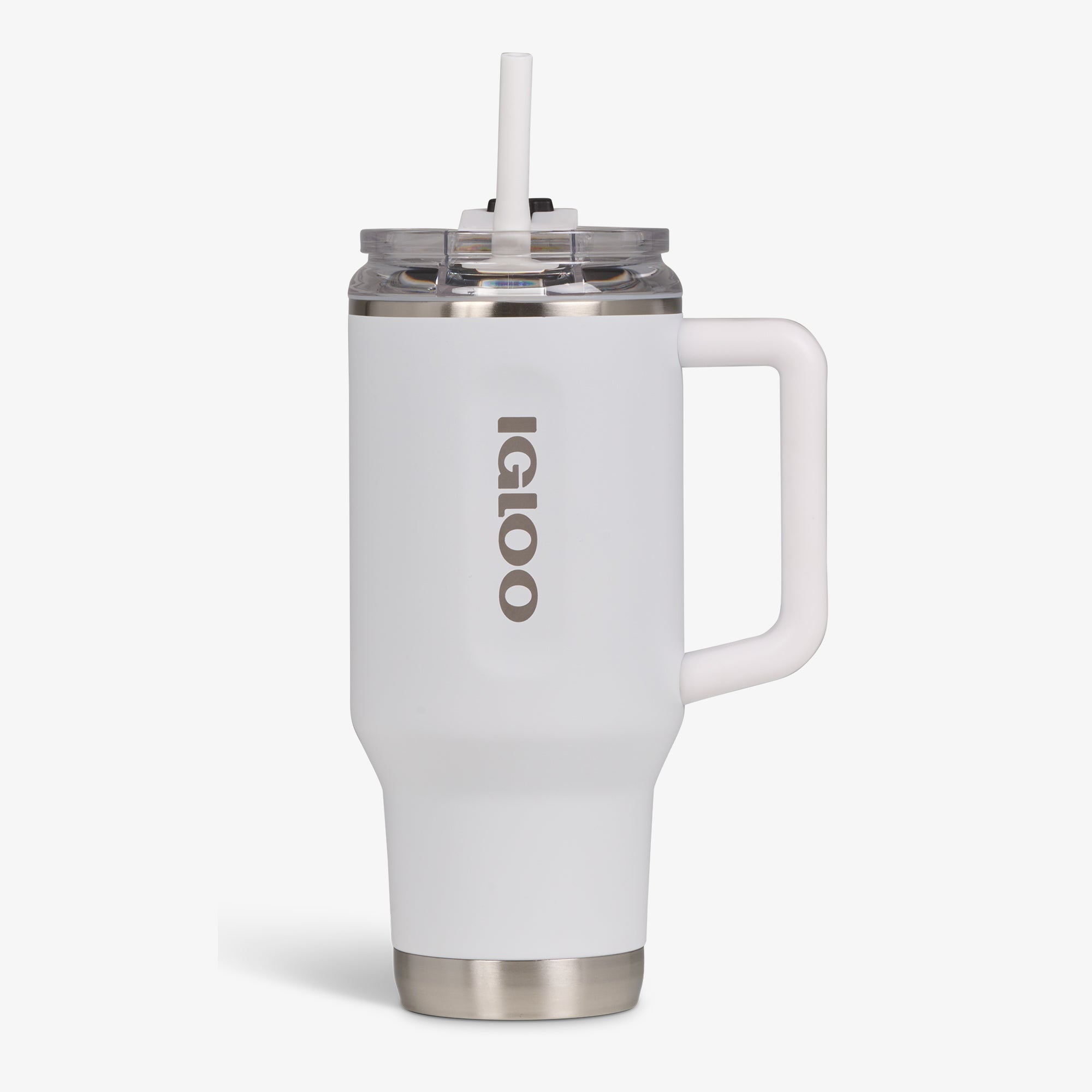 32 Oz Flip ‘n’ Sip Travel Mug X1 - White - White - Custom - Strap View