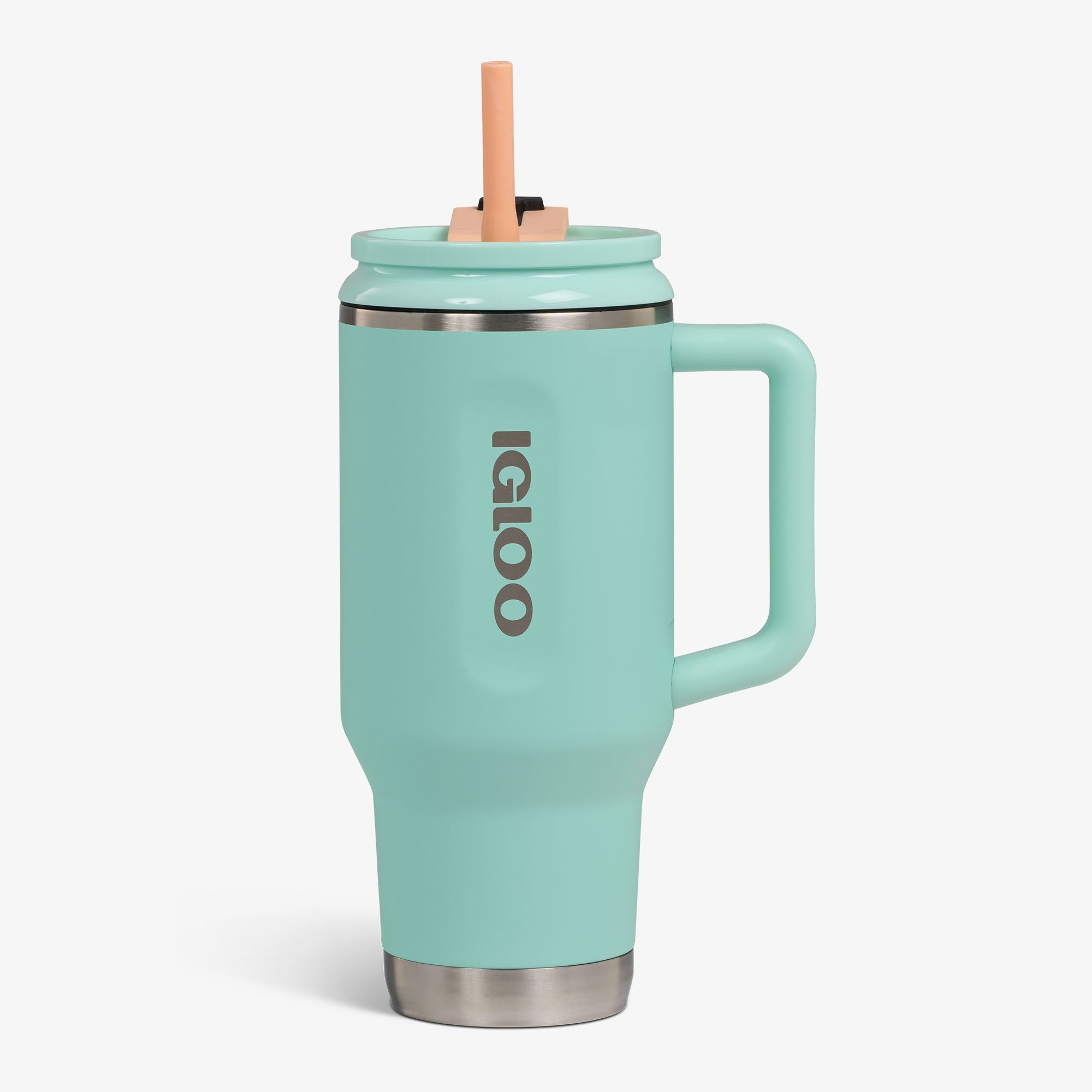 32 Oz Flip ‘n’ Sip Travel Mug X1 - Seafoam Green - Seafoam Green - Custom - Strap View