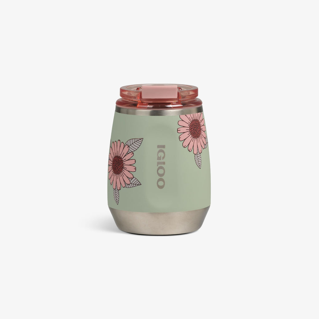 Floral 10 Oz Wine Tumbler R6 - Sage - Front View