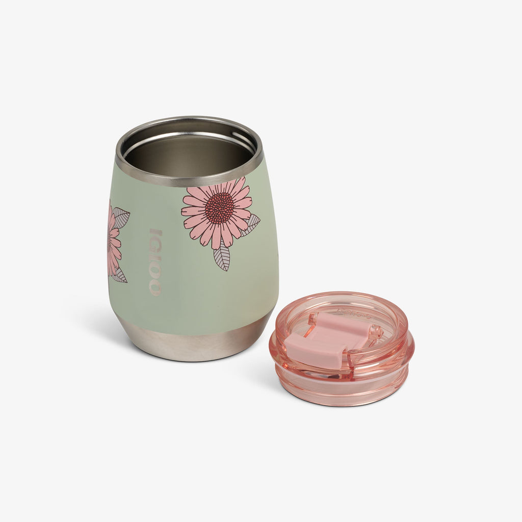 Floral 10 Oz Wine Tumbler R6 - Sage - Open View