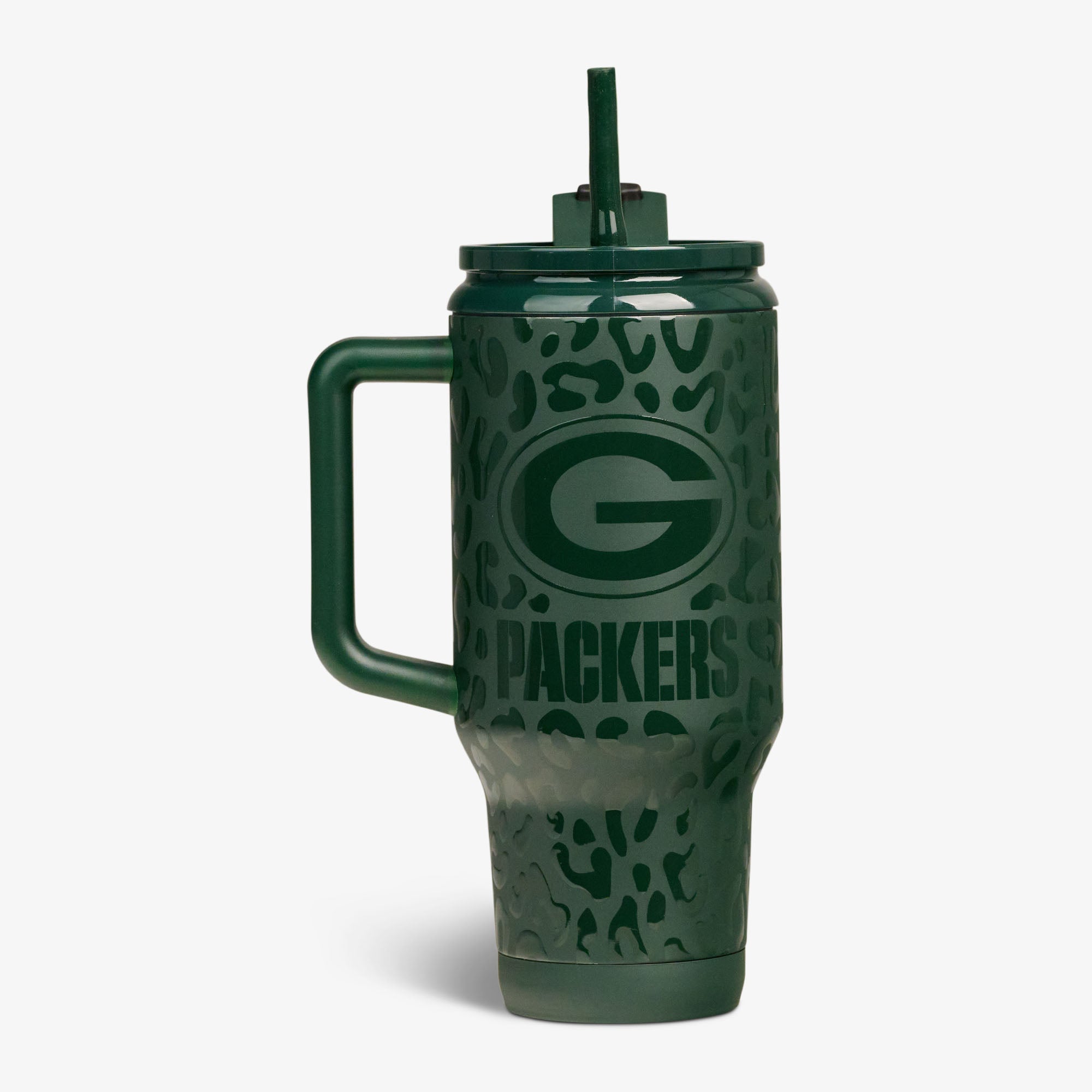 NFL 32 Oz Leopard Flip ‘n’ Sip Travel Mug L8 - Packers - Product View