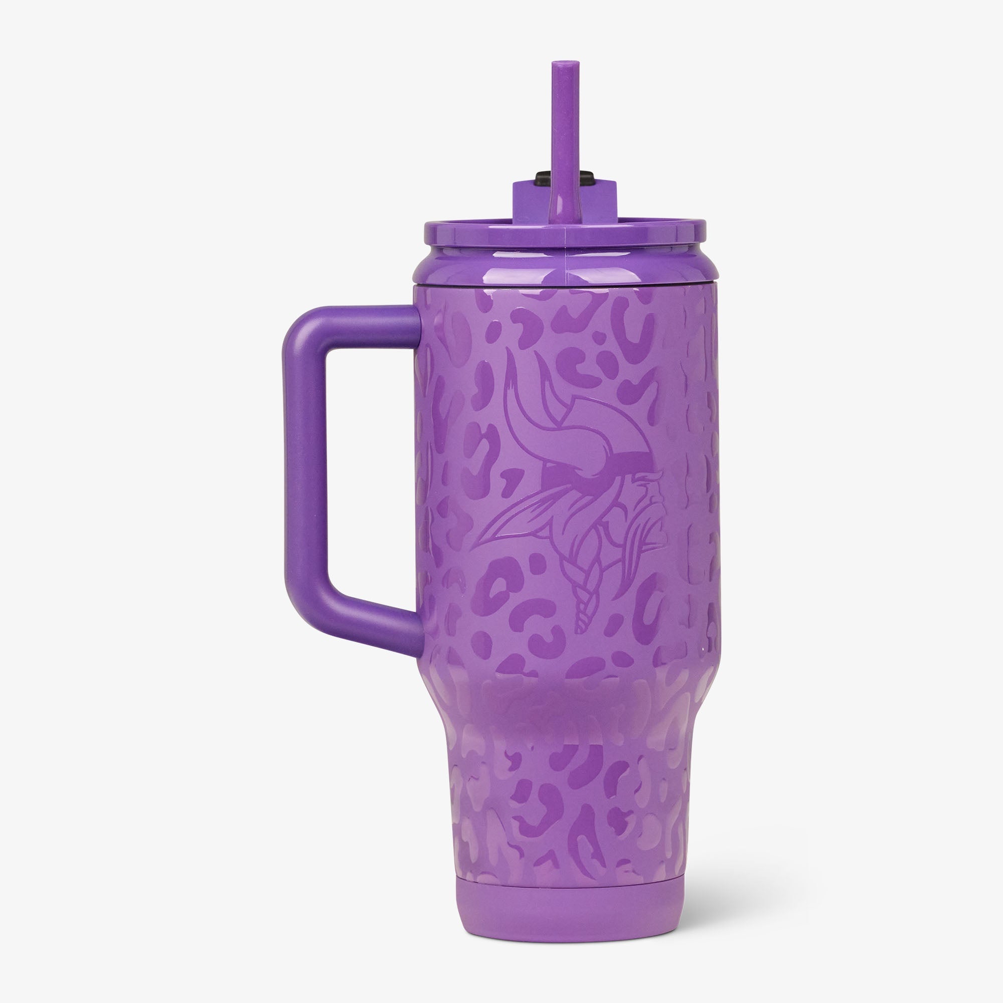 NFL 32 Oz Leopard Flip ‘n’ Sip Travel Mug L8 - Vikings - Product View