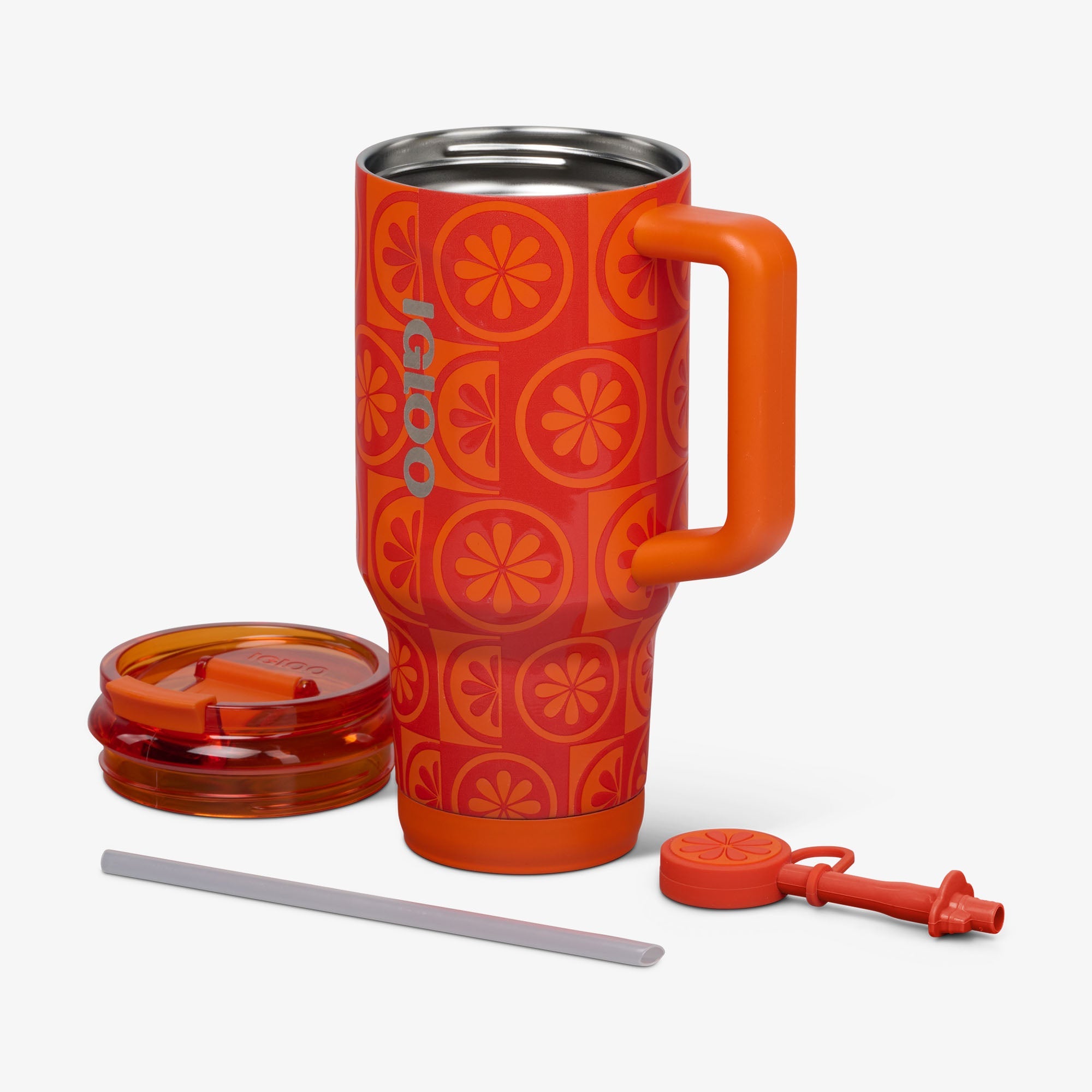 32 Oz Flip ‘n’ Sip Travel Mug X1 - Orange - Open View