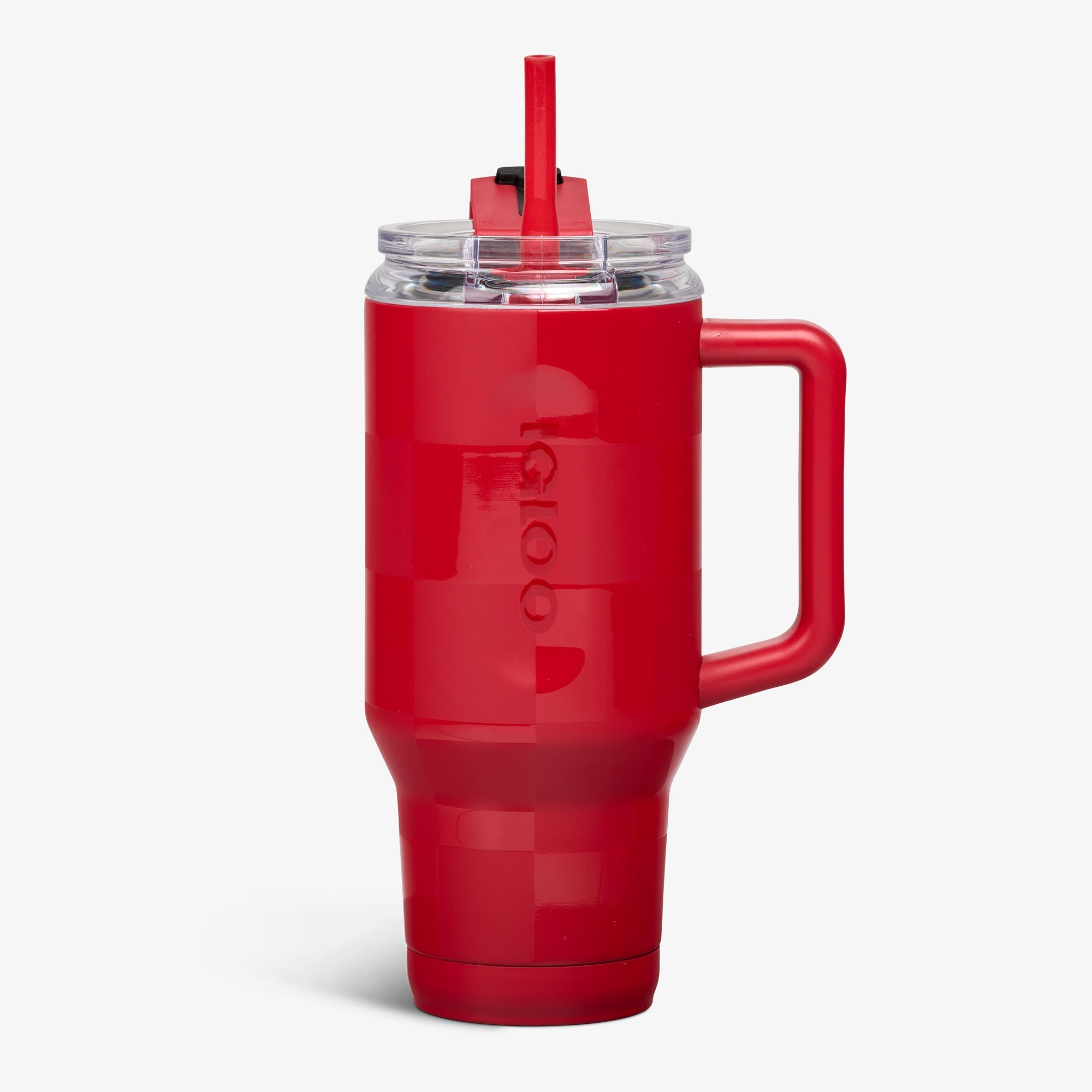 32 Oz Flip ‘n’ Sip Travel Mug X1 - Crimson Check - Front View