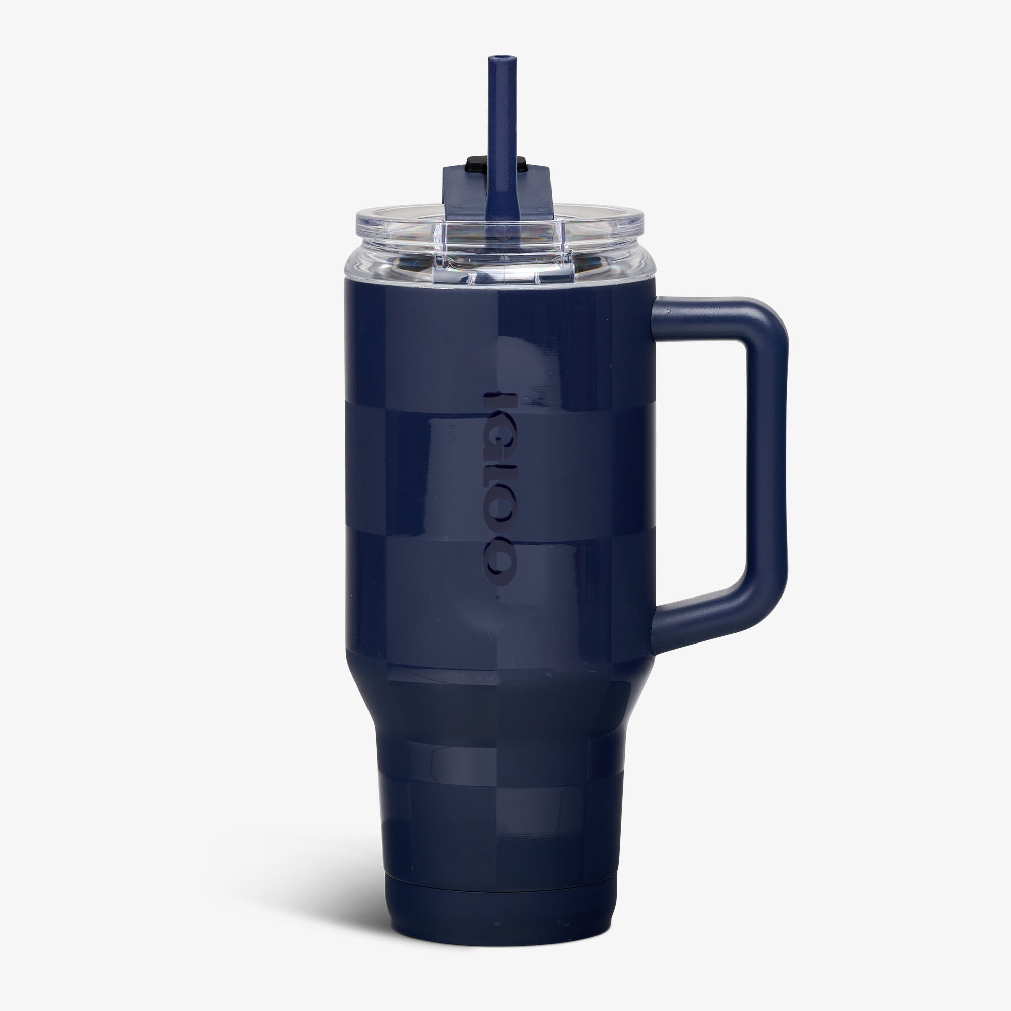 32 Oz Flip ‘n’ Sip Travel Mug X1 - Navy Check - Front View